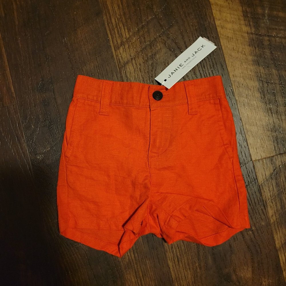 NWT Janie and Jack Orange Linen Shorts